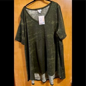 LuLaRoe Jana V-neck has angled empire seam all around. Marbled green NWT 2XL